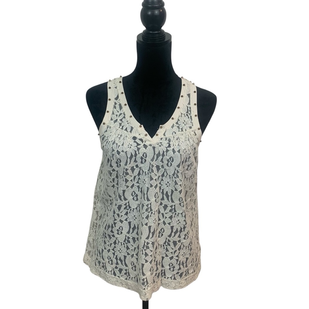 Express Woman size Sm Y2K Cream Lace Tank Top Feminine‎ Coachella Festival